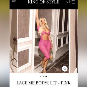 THE KING OF STYLE LACE ME BODYSUIT - PINK BRAND NEW NEVER WORN